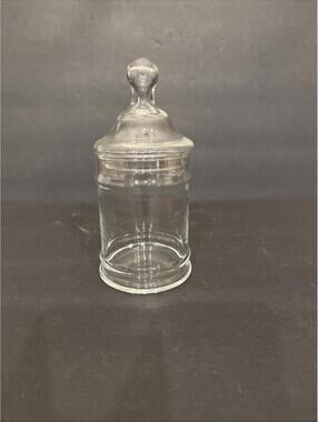 Vintage Clear Glass Apothecary Jar with Lid Candy Kitchen Storage Cottage 7” T